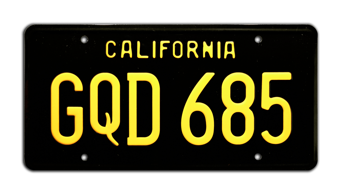 Nash Bridges | GQD 685 | Metal Stamped Replica Prop License Plate