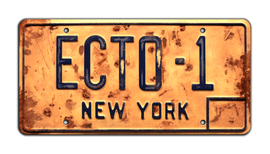 Ghostbusters 2 ECTO-1 Metal License Plate – Replica Stamped Plate, Shrink-wrapped, Celebrity Machines