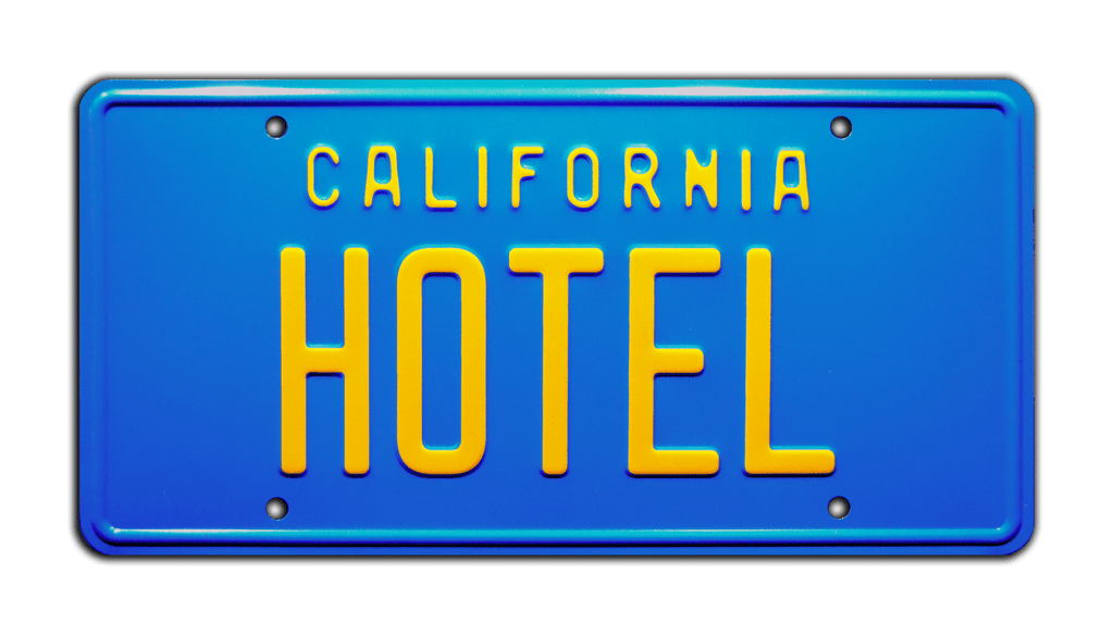The Eagles Hotel California Metal Stamped Vanity License Plate the-eagles-hotel-california-metal-stamped-vanity-license-plate