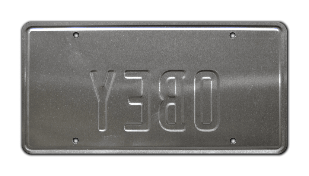 They Live OBEY Metal Stamped Vanity License Plate Celebrity Machines they-live-obey-metal-stamped-vanity-license-plate-celebrity-machines