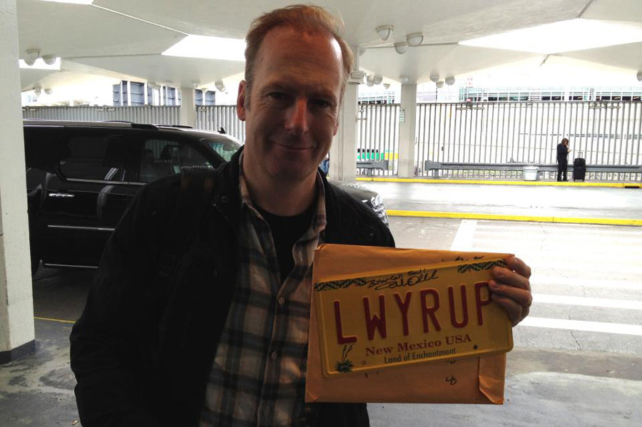 Bob Odenkirk with LWYRUP plate from Breaking Bad