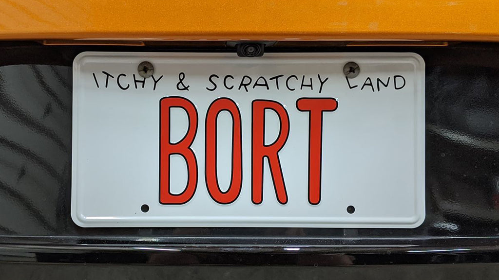 BORT license plate on vanity name plate from The Simpsons