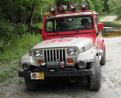 JP 12 license plate on Dennis Nedry's Jeep Wrangler Sahara from Jurassic Park